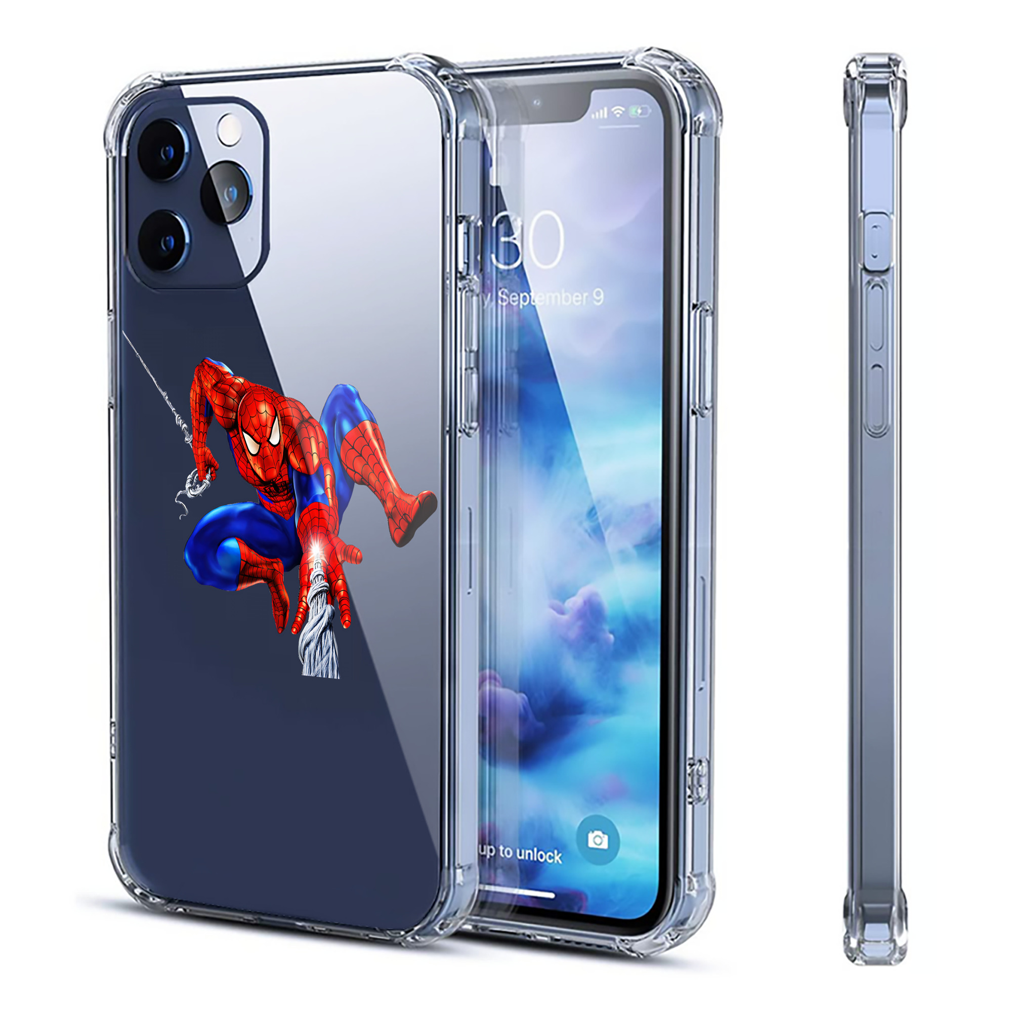 （画像用） Spider Man スパイダーマン 【iPhone 12シリーズ対応】透明スマホケース（クリアソフトケース）